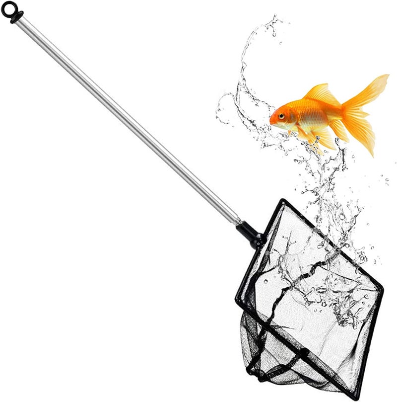 Grepol-V Aquarium Fish Net, 5 Inch Fine Mesh Fish Tank with Extendable 9-24 inch Long Handle - Image 1
